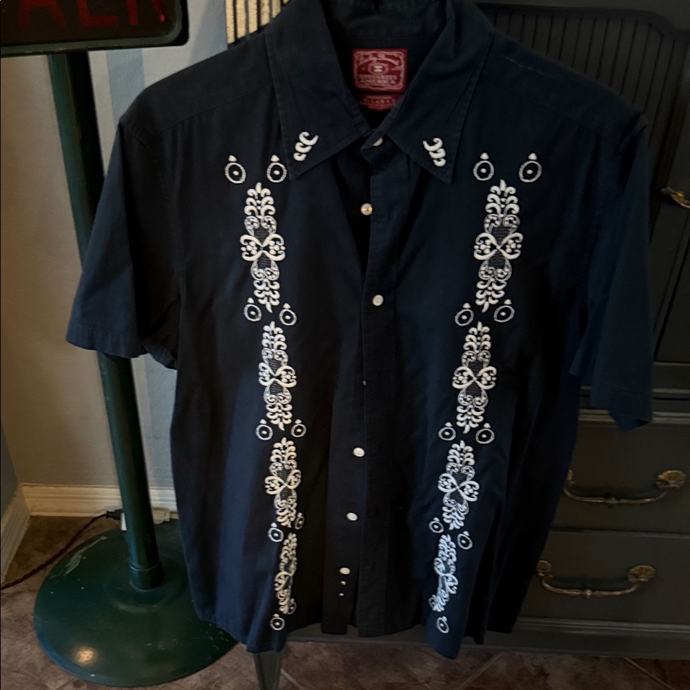 Lucky Brand Navy Shirt with White Embroidery